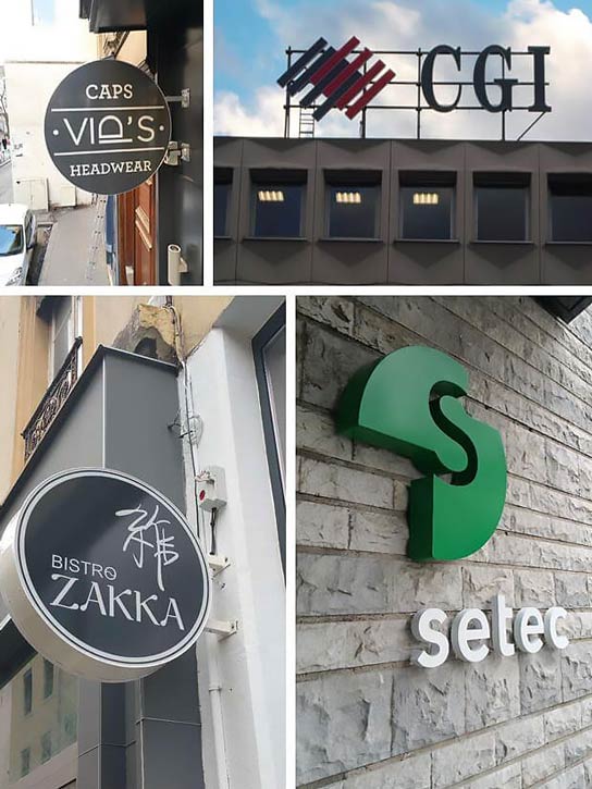 Mosaïque de photos d'enseignes